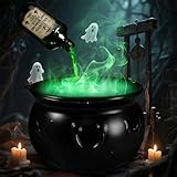 Halloween Deko Outdoor Innen - Garten Tischdeko Horror DIY Set mit Große Hexenkessel Nebelmaschine Licht Magischer Schwimmender Trinkflasche, Leuchtend Schüssel für Halloween Party Hexe Zombie Deko