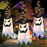 TJYAEKLTD Halloween Decorations, Hanging Lighted Glowing Ghost with Einen Hexenhut, 3 Pack 80x25cm Halloween Deko Outdoor Innen Lrgendwo Hin