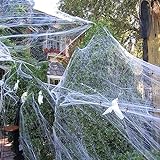Halloween Deko Spinnennetz, 60g Halloween Spinnennetze Dekoration mit 30 Künstliche Spinnen für Innen/Außen, Häuser, Garten, Spukhaus & Partyzubehör Horror Atmosphäre für Halloween Party Dekoration